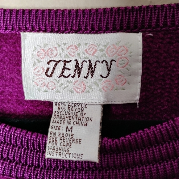 Jenny Plum Embroidered Beaded Sweater Size M Holiday Knit - Picture 8 of 8
